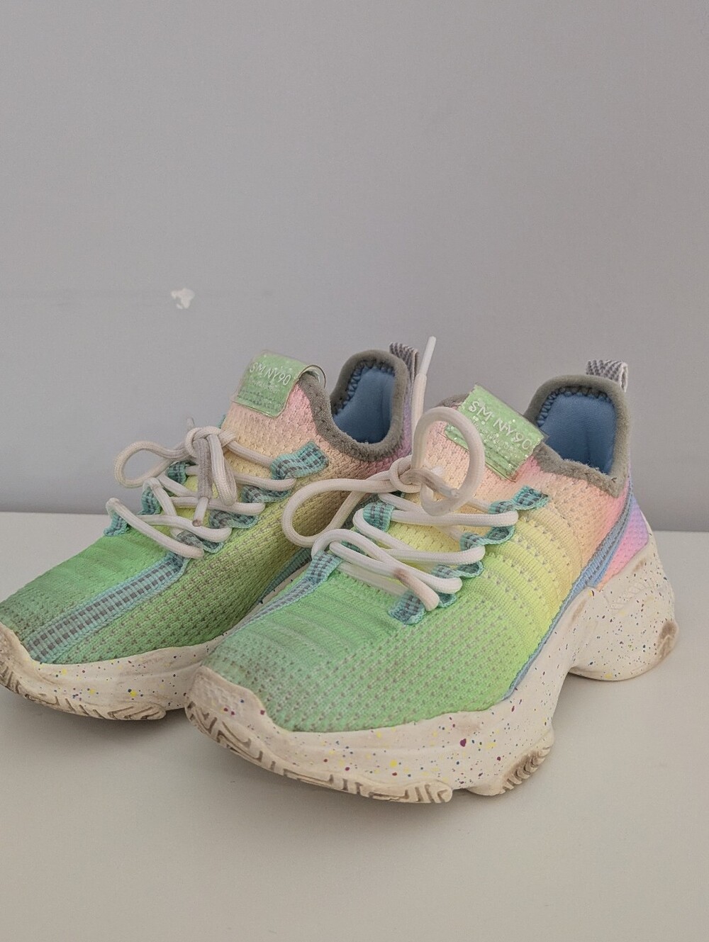 Steve Madden Tmaxima Multi Pastel Ombre Knit Chunky Sneaker Speckled Sole 9M
